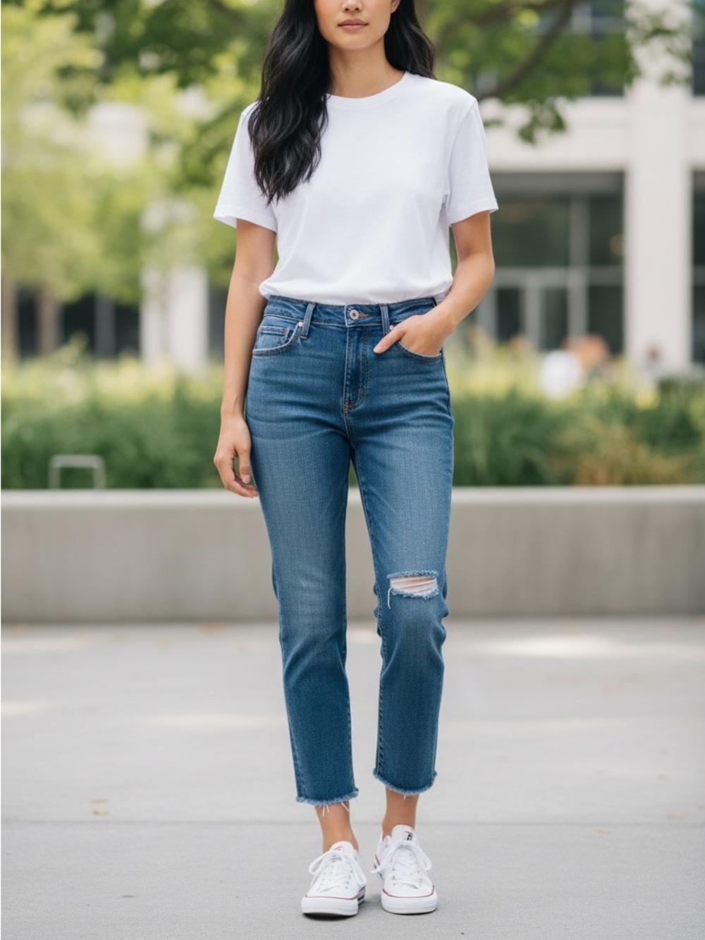TRAVE Womens jeans blue Denim Irina lived in look High Rise Crop Straight Leg 27